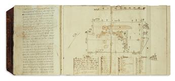 (MEXICAN MANUSCRIPTS.) Volume of Maya litigation over hacienda land in Campeche, illustrated with 4 maps.